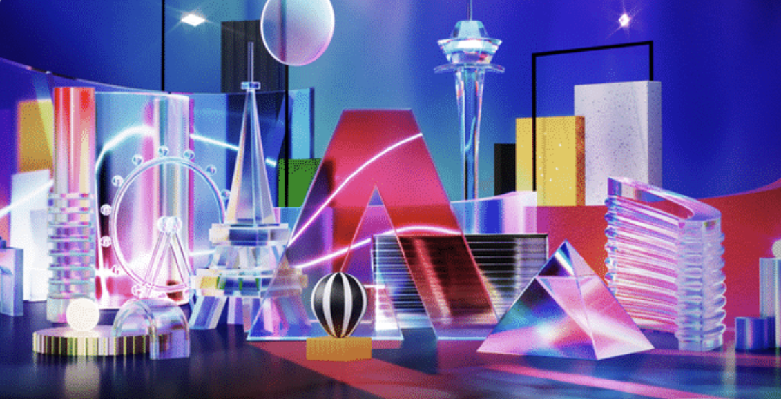 Adobe brand design featuring dynamic vibrant color combinations