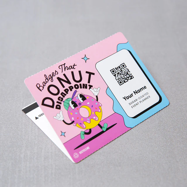 4x3 paper event badge with no notch and double-sided print