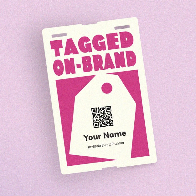 Personalized event name badges for trade shows, product launches, and staff identification
