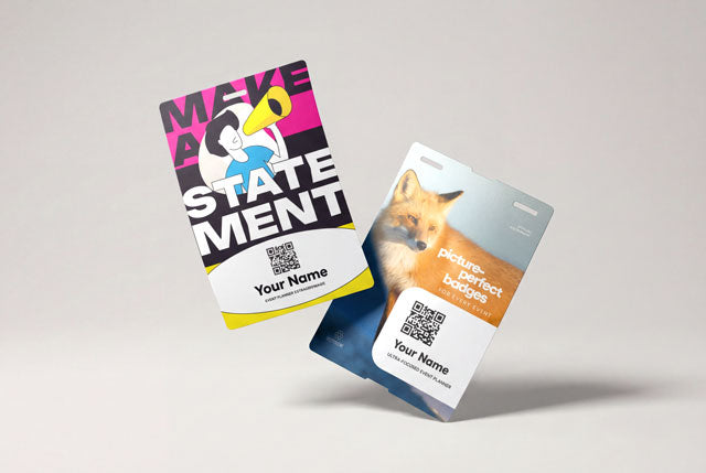 Pre-printed full-color paper event badges