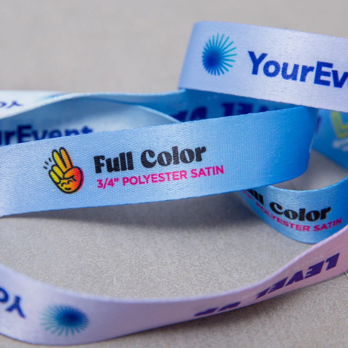 Polyester satin custom event lanyard with printed branding