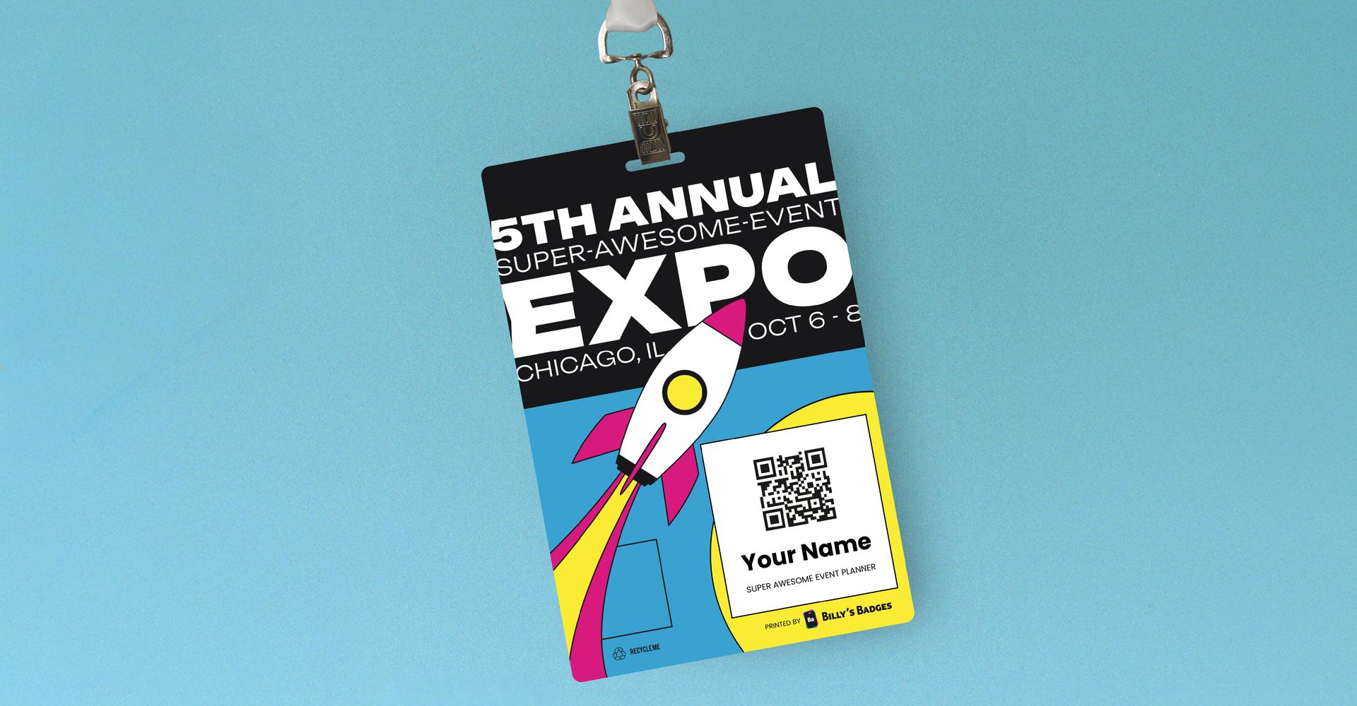 Expo check-in flow with attendees scanning badges at registration