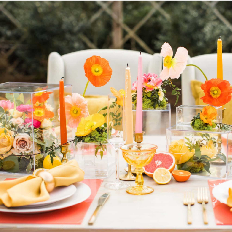 Citrus-toned summer event palette featuring lemon, tangerine, and lime