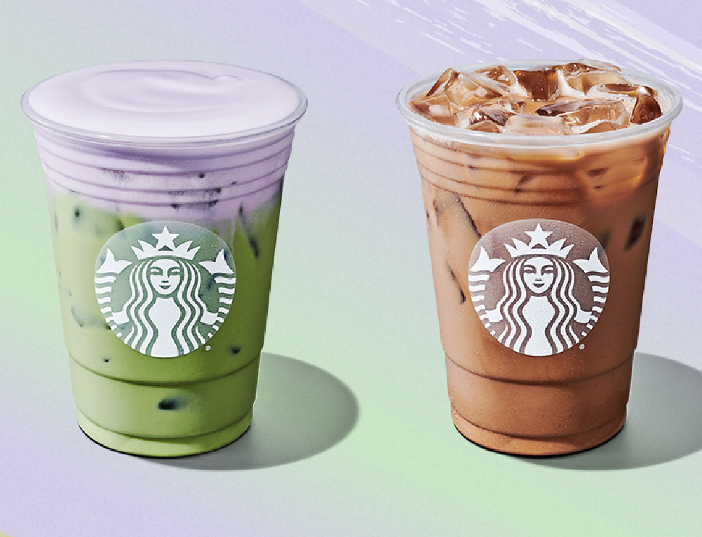Starbucks summer beverage in vibrant pink and orange tones