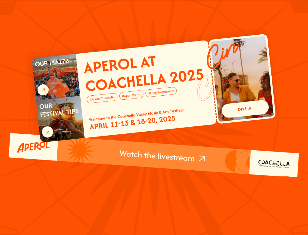 Aperol pop-up event with coastal blue and orange color palette