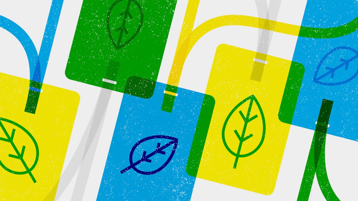 Eco-friendly conference badge on recycled lanyard