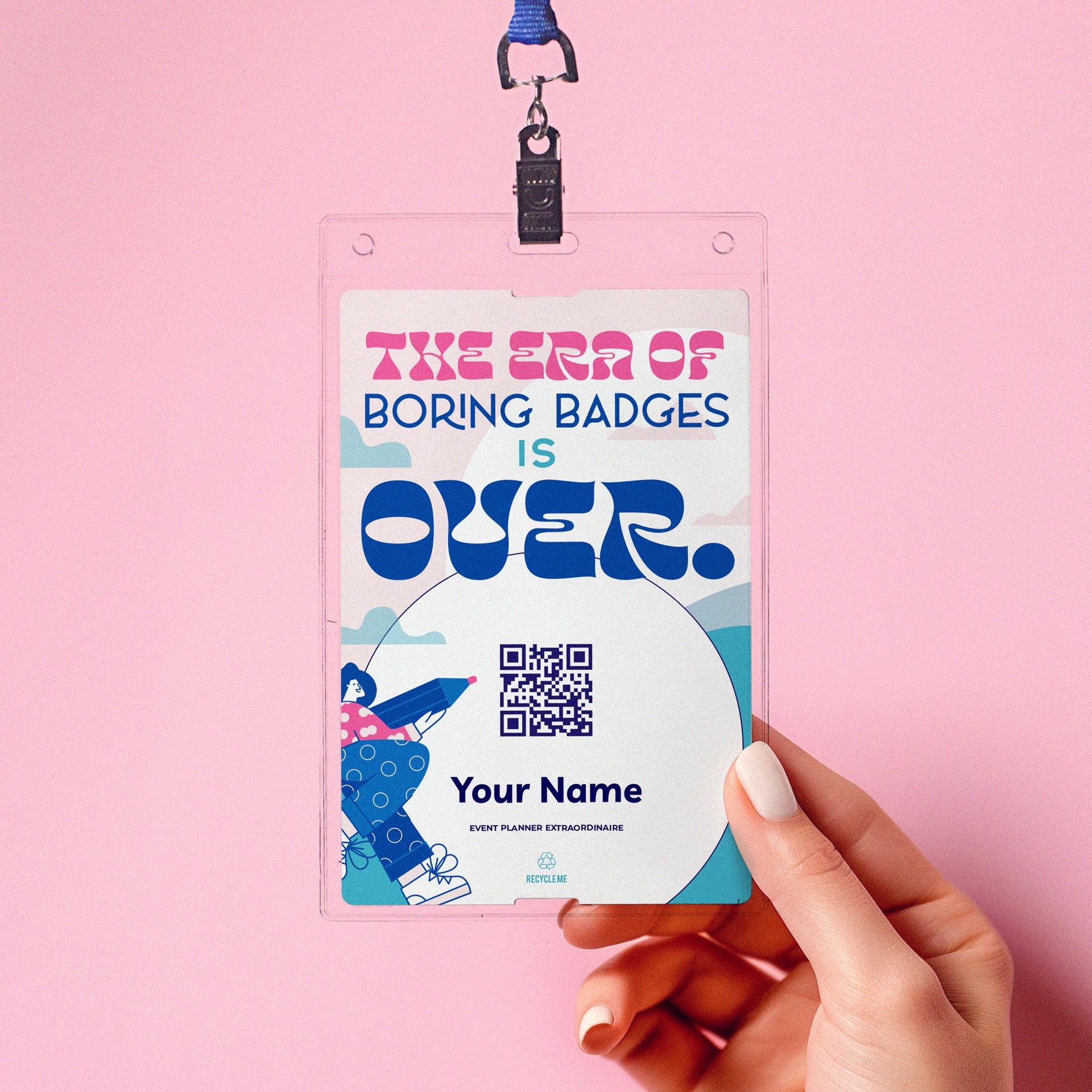Digital proof of an event badge on screen for review