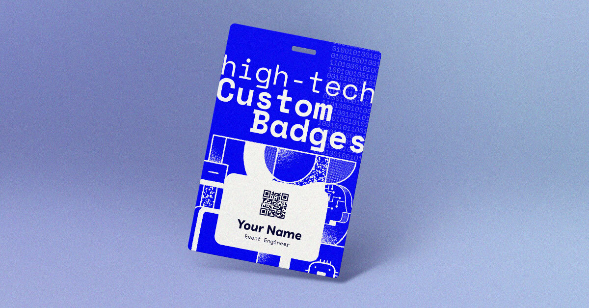 Custom event badges for technology and software conferences