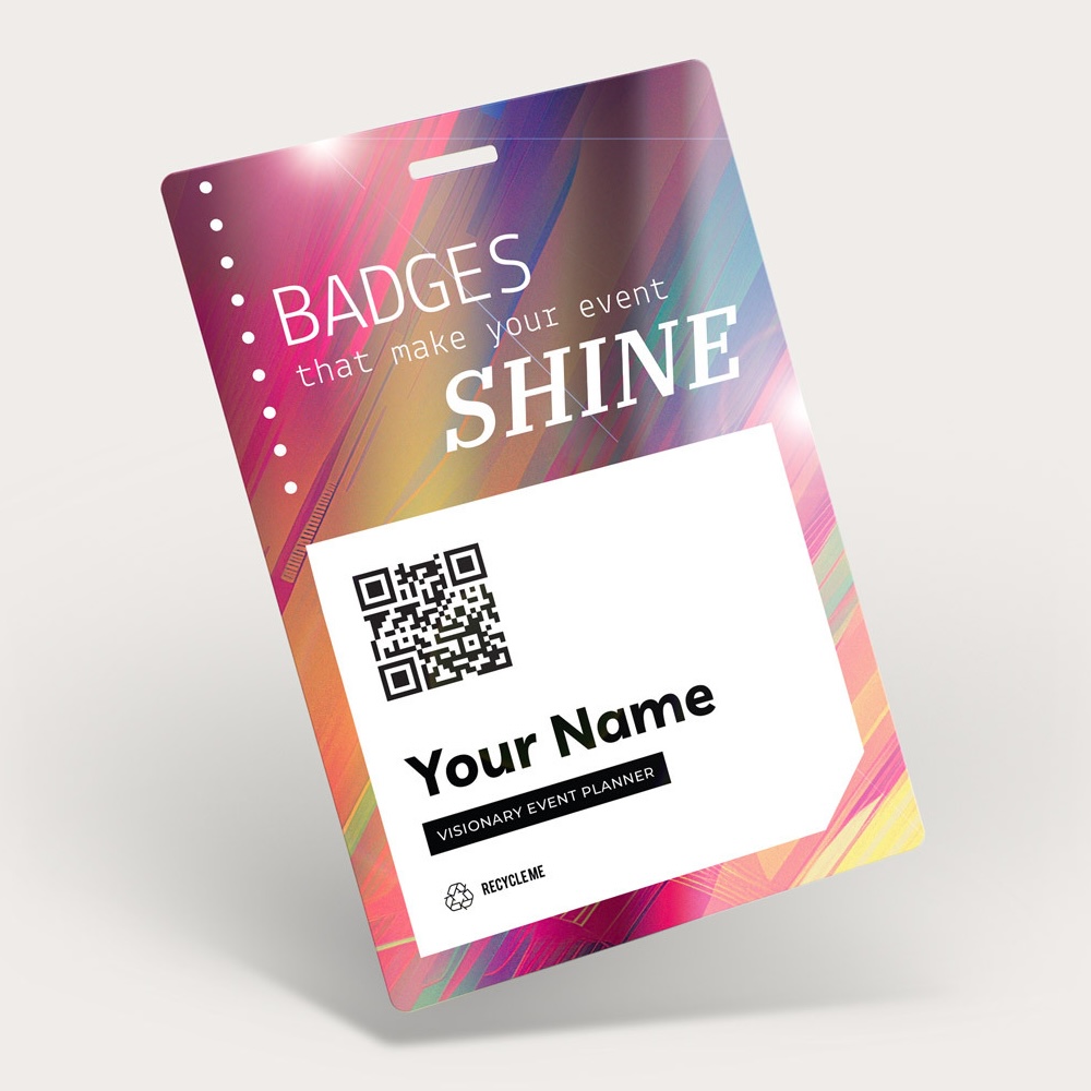 Event badge materials and finishes in autumn tones