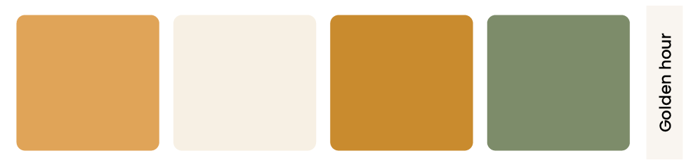 Golden hour fall palette: amber, cream, and honey with a soft green accent